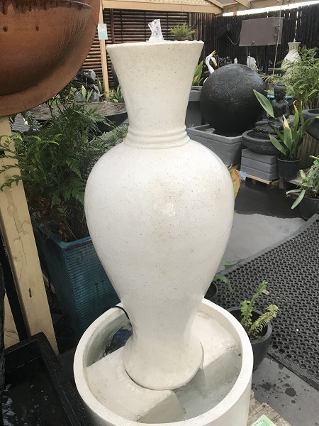 Garden urn water feature white